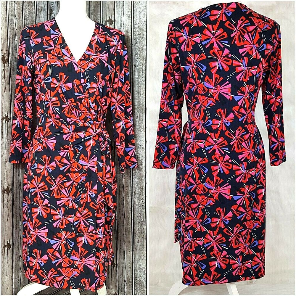 Anne Klein Dress Comfort Stretch Faux Wrap Red - Picture 3 of 8